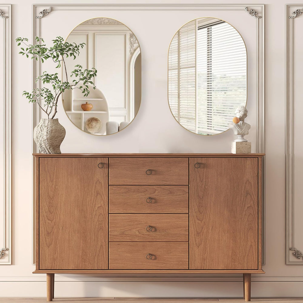 Oval Bathroom Mirror Capsule Wall Vanity Mirror, 2 Pieces 20"x30" P...
