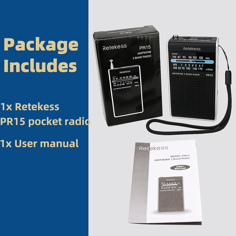 Retekess PR15 Pocket NOAA Weather Radio, AM FM Emergency Radio