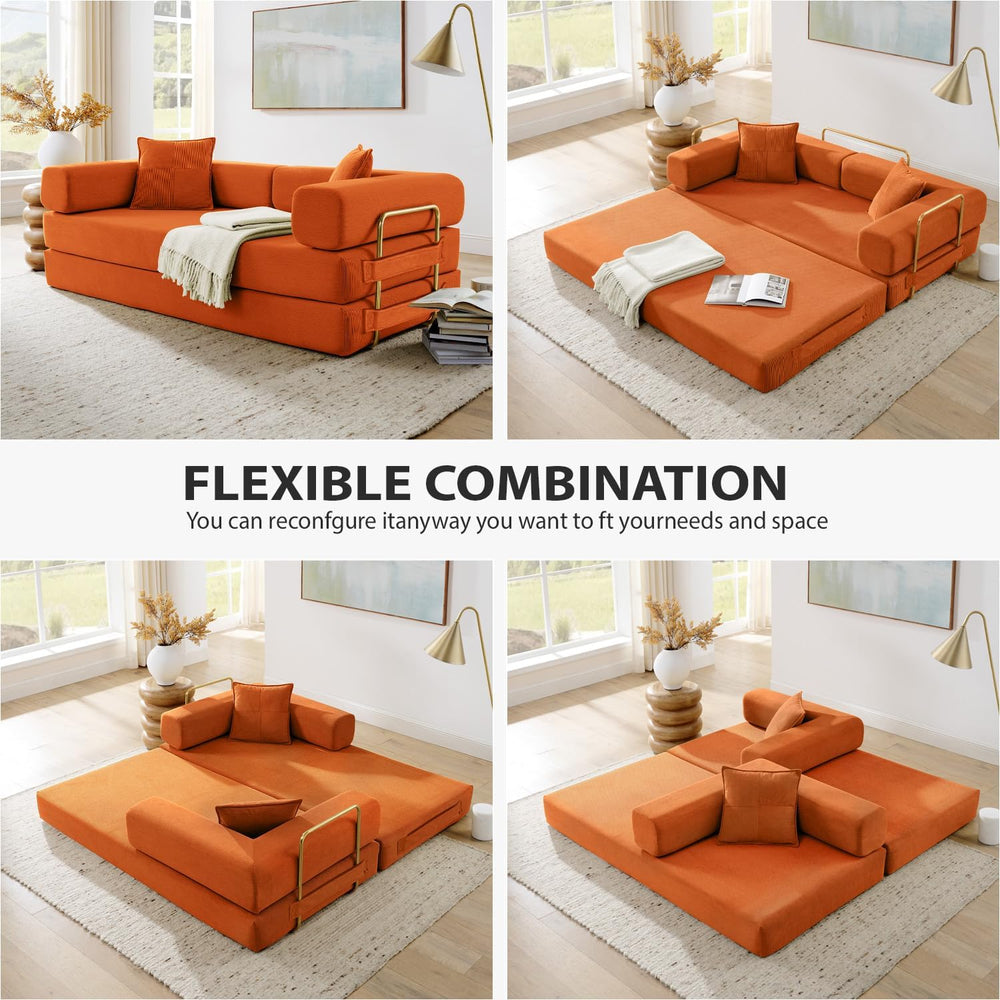 HANXIN 78'' Futon Sleeper Sofa Bed, Boneless Couch for Living Room, O...