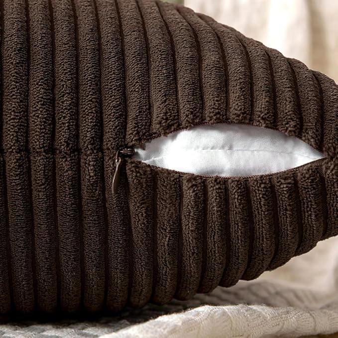 MIULEE Dark Brown Decorative Throw Pillow Covers 18x18 Inch - Image 3