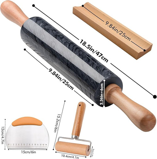18.5 inches Marble Rolling Pin, Large Non-Stick Dough Roller, - Image 2