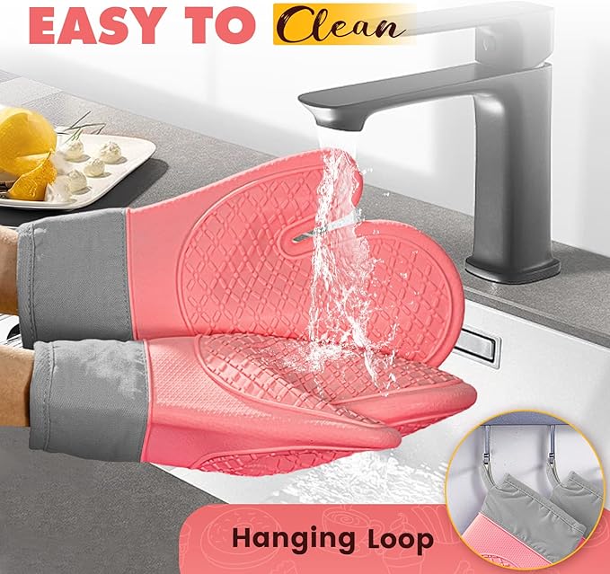Silicone Oven Mitts, Waterproof Non Slip Grip Oven Gloves - Image 5