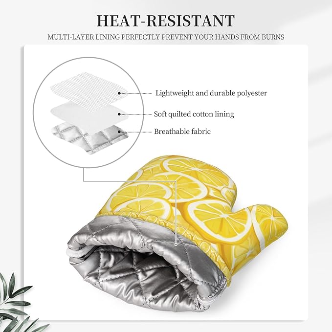 Oven Mitts and Pot Holders Lemon Watercolor Yellow Silicone Kitchen Accessories - Image 4