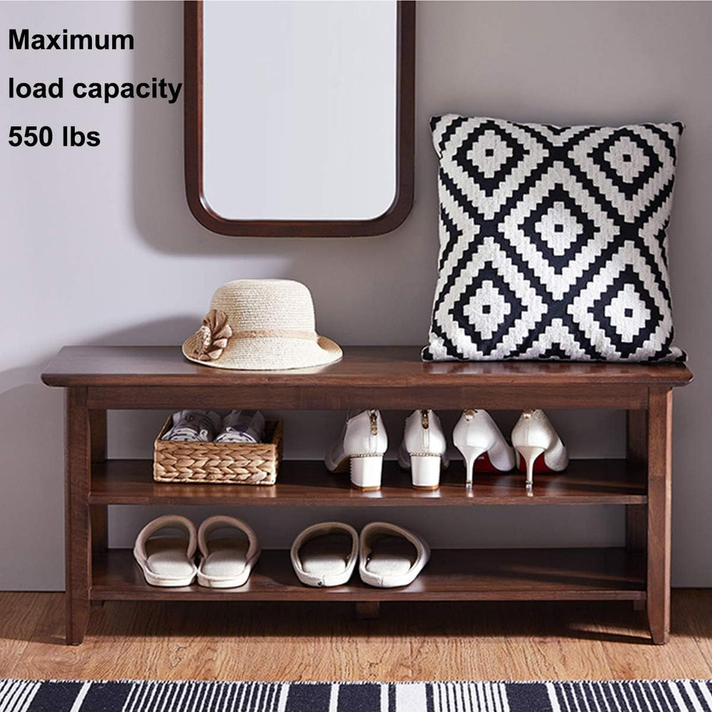 XKZG Shoe Rack Bench Wooden Shoe Storage Bench Entryway Bench, Brown, 39.4"