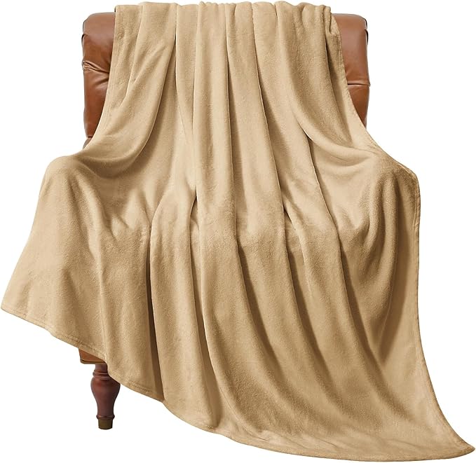 BEDELITE Fleece Blanket Light Camel Throw Blankets by BEDELITE