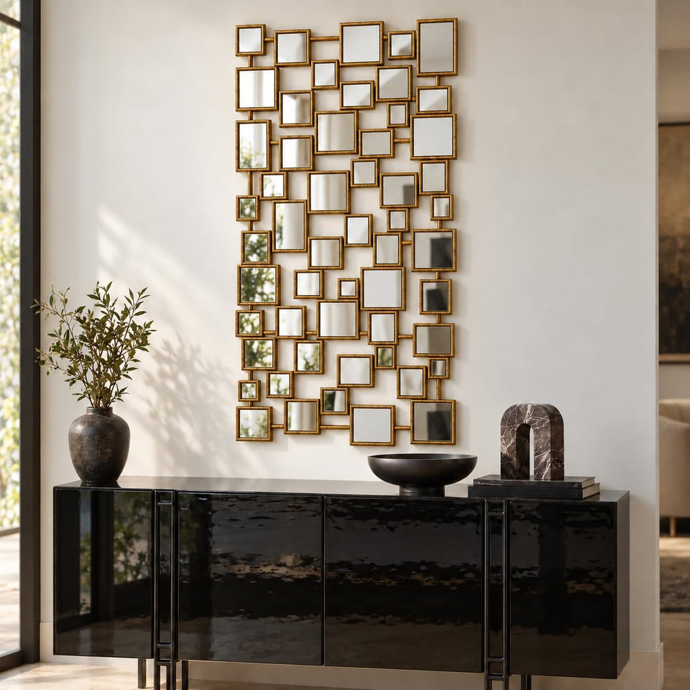 Large Modern Accent Wall Mirror for Living Room Gold 23.6"x47" Meta...