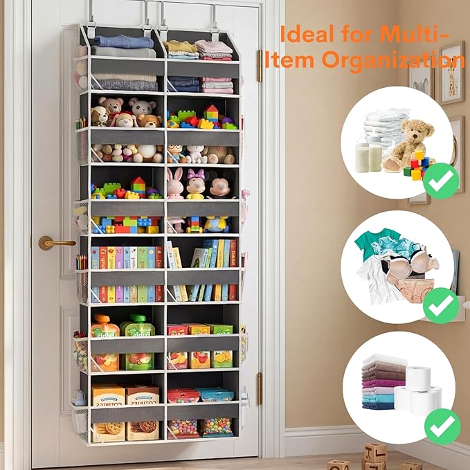2 Pack Over The Door Organizer 6 Tiers, Extra Large Behind Door Storage of 12 - Image 5