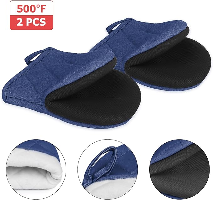 Short Oven Mitts, Heat Resistant 500°F, Silicone Grip Kitchen Gloves, Non-Slip - Image 3