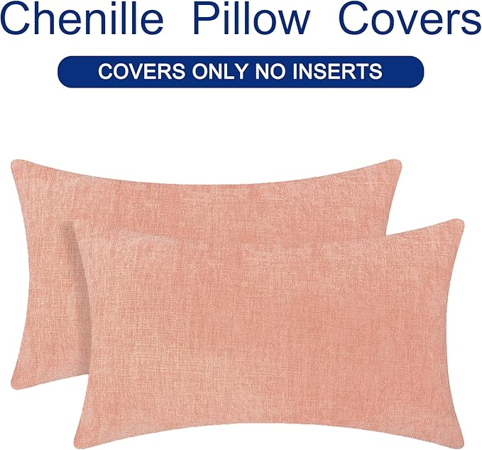CaliTime Throw Pillow Covers Decorative 12 X 20 Inches Pack of 2 Cozy Chenille - Image 6