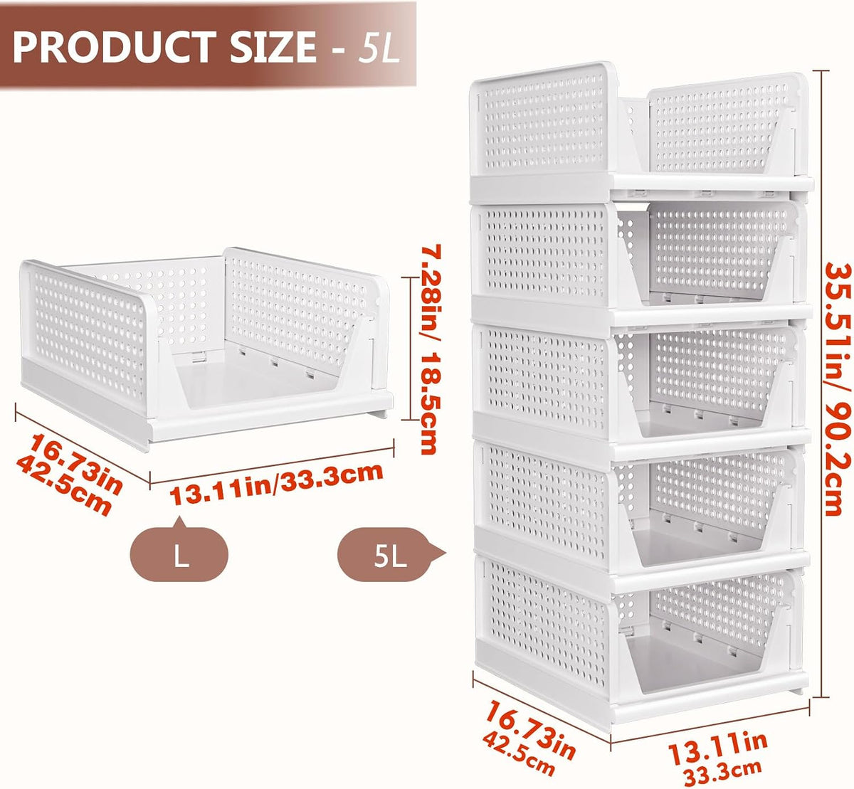 ctsnslh 5 pack closet organizers stackable storage box shown in use