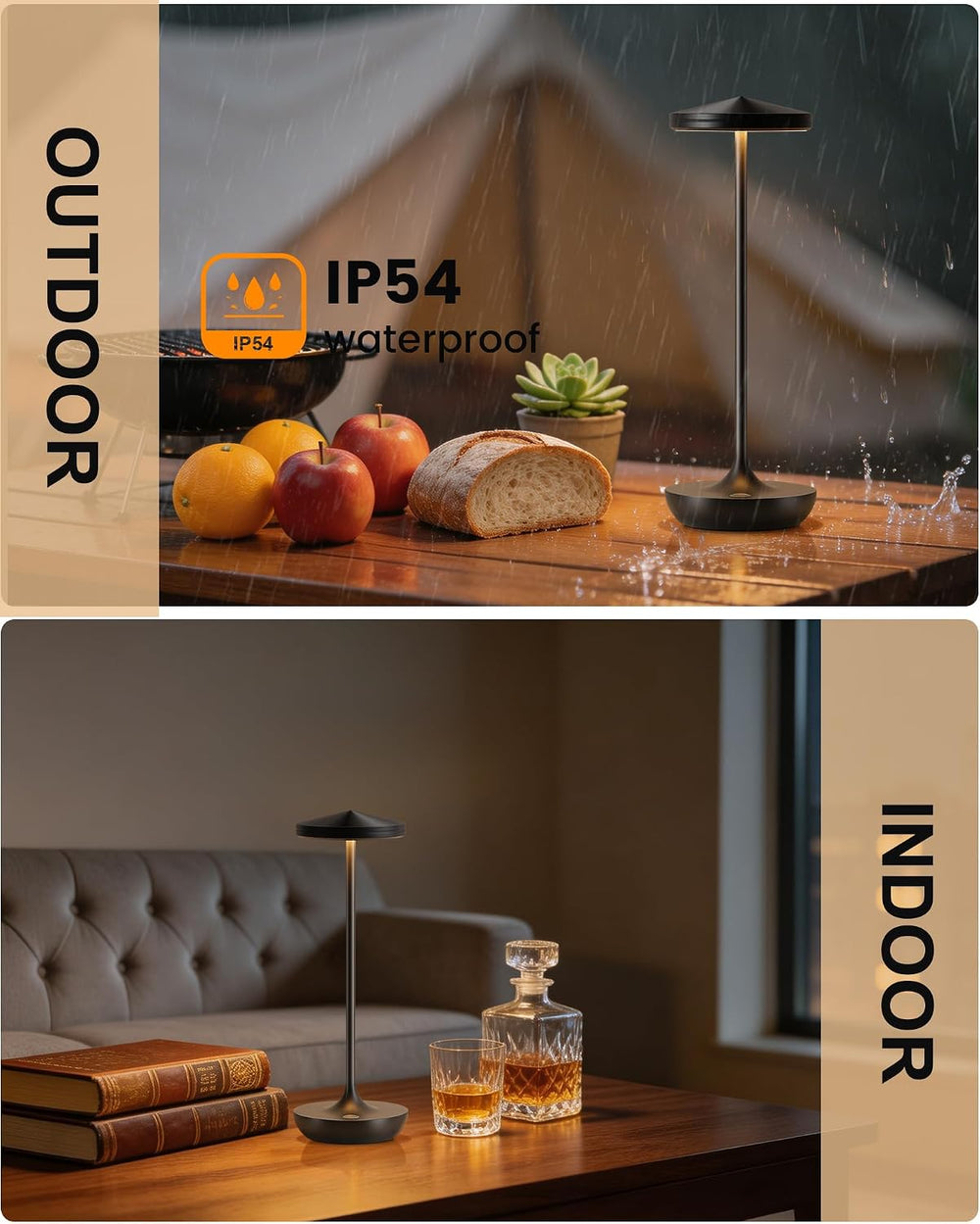 2pack LED Rechargeable Portable Cordless Table Lamp (2pack Black)