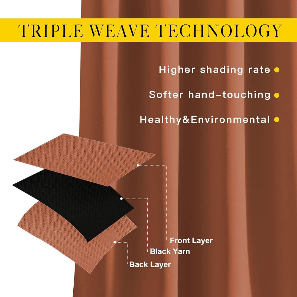 NICETOWN Burnt Orange Curtains for Windows 84 Inch Long, 2 Panels, W52xL84