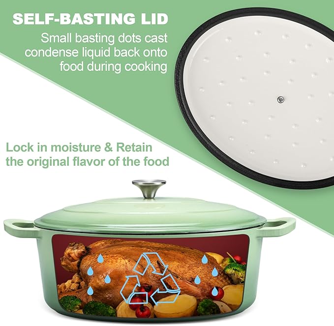 E-far 7QT Oval Dutch Oven Pot
