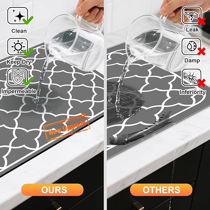 Dish Drying Mats for Kitchen Counter, Waterproof Coffee Mat for Countertop - Image 5
