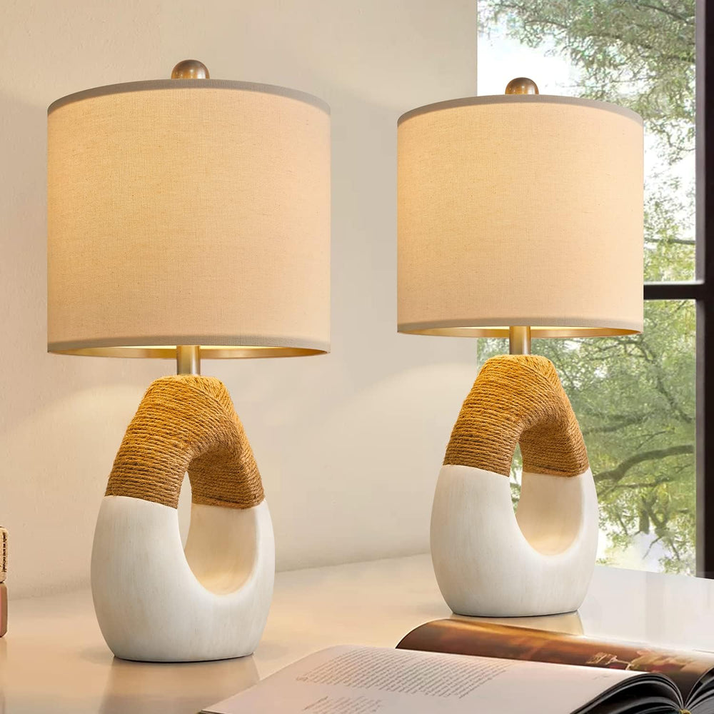 OYEARS 19'' Small Boho Table Lamps for Bedroom Set of 2 for Bedside
