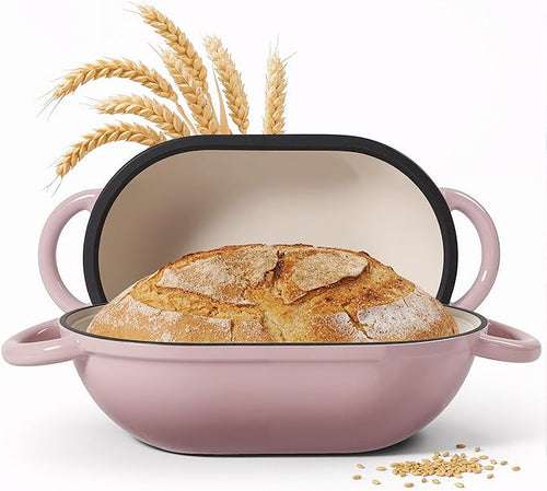 2 QT Oval Dutch Oven for Bread Baking, Enamelled Cast Iron Bread Oven for by Unknown