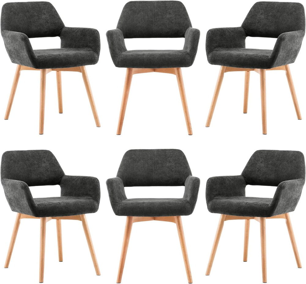 Mid Century Modern Dining Chairs Set of 6 & 4 & 2 Comfy Accent Chair ...