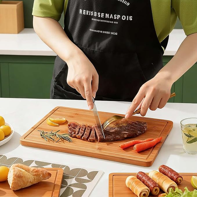 Zarler Bamboo Cutting Boards for Kitchen, 15.5x10.5 Wood Cutting Board - Image 4