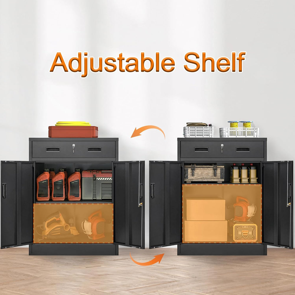 Metal Storage Cabinet, 36" H x 28" W x 16" D Locking Cabinet w...