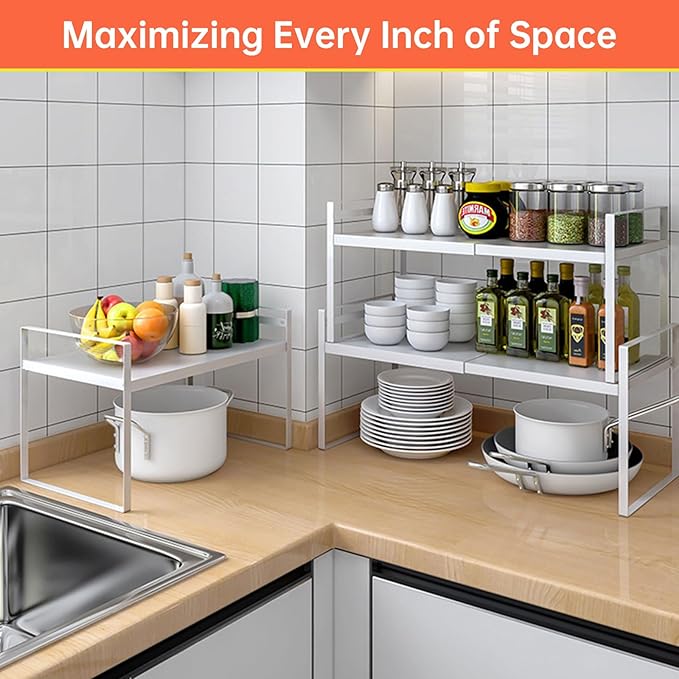 Expandable Cabinet Shelf Organizer Rack 9 inch, Pantry Organizer Lengthen from - Image 6