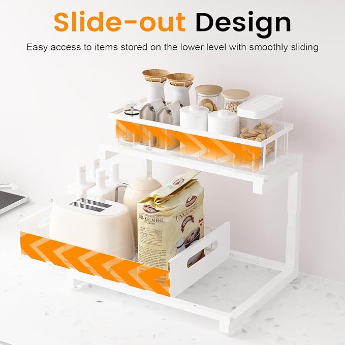 Under Sink Organizer, Heavy Duty Metal Pull Out Cabinet Organizer Slide Out - Image 2