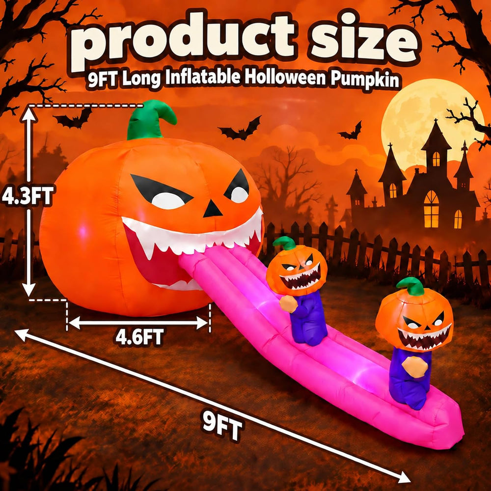 9FT Halloween Inflatables Pumpkin Outdoor Decorations, Blow Up Inflatable Gia...
