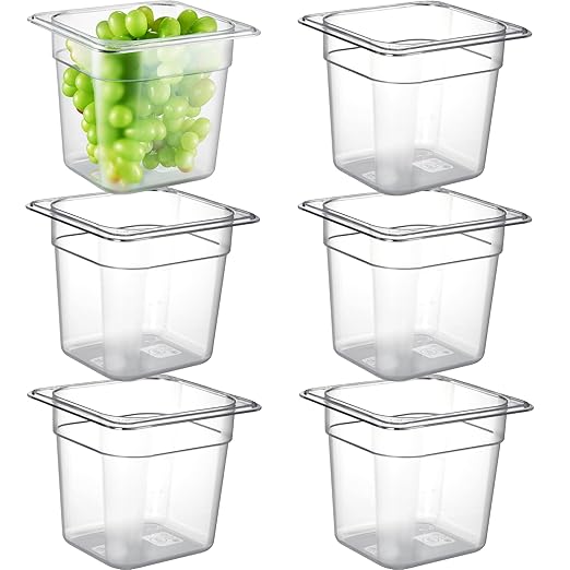 CURTA 6-Pack 1/6 Size 6" Deep NSF Polycarbonate Food Pans | Dishwasher & by CURTA