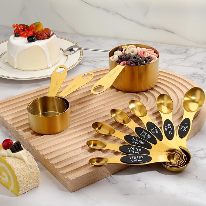 GuDoQi Gold Magnetic Measuring Spoons and Cups Set of 12, 8 Dual Sided Magnetic - Image 6