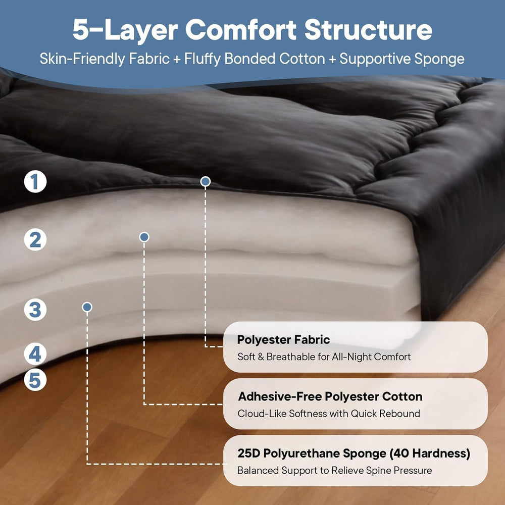 Simple Deluxe 4-Inch Twin Tatami Mattress, Japanese Futon Foldable Mattress w...