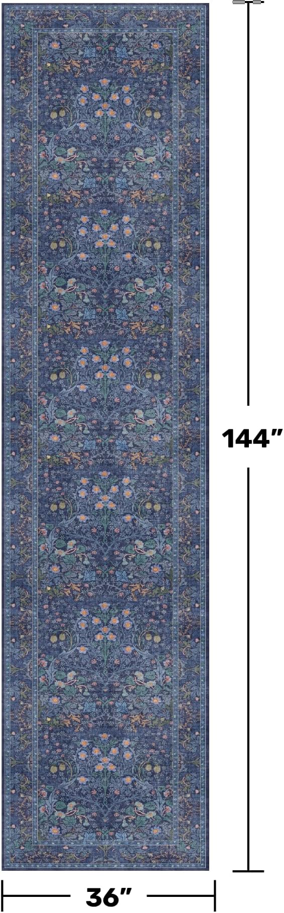 Dark Blue 3x12 Extra Long Wide Runner Rug - Image 2