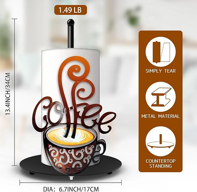 Hexagram Coffee Paper Towel Holder, Coffee Kitchen Bar Decor, Retro Decor - Image 2