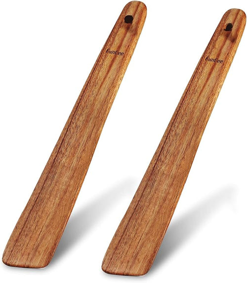 2 Pack Teak Wood Spatula, 12 Inch Wooden Spoons by FunCee
