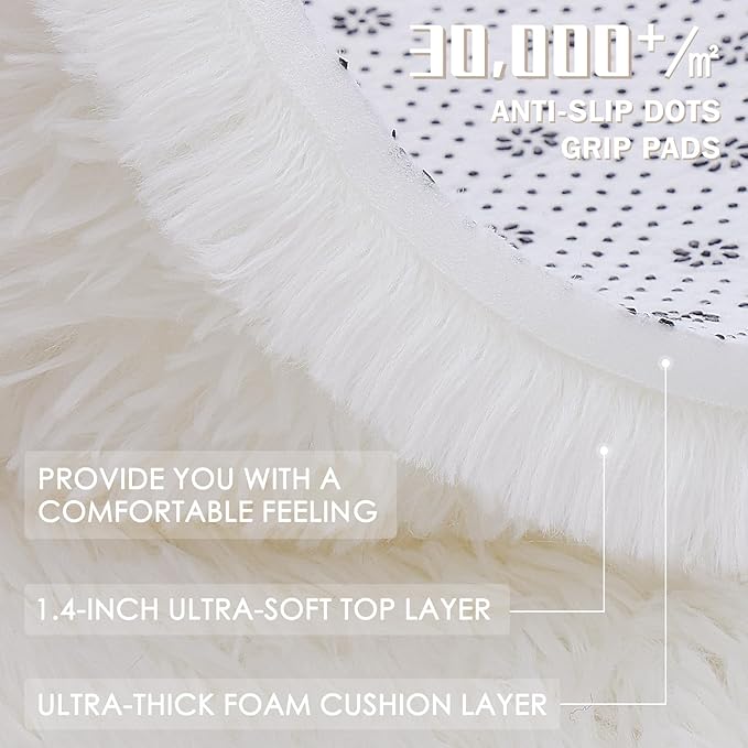 OLANLY Ivory Round Rugs for Bedroom - Image 7