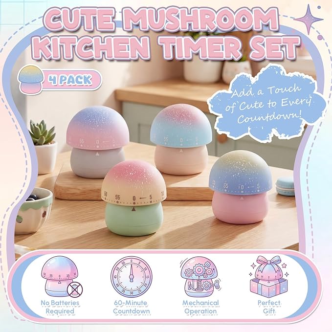 Amylove 4 Pieces Cute Kitchen Timer Animal Mechanical Manual 60 Minutes Loud - Image 5