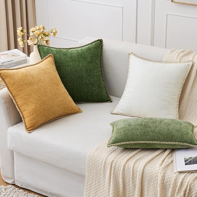 MIULEE Pack of 2 Christmas Pillow Covers 26x26 Inch Moss Green Farmhouse - Image 7