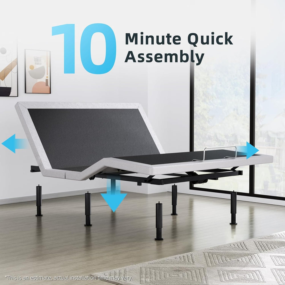 Heavy Duty King Adjustable Bed Frame, Wireless Remote, Dual USB Ports,Ergonom...