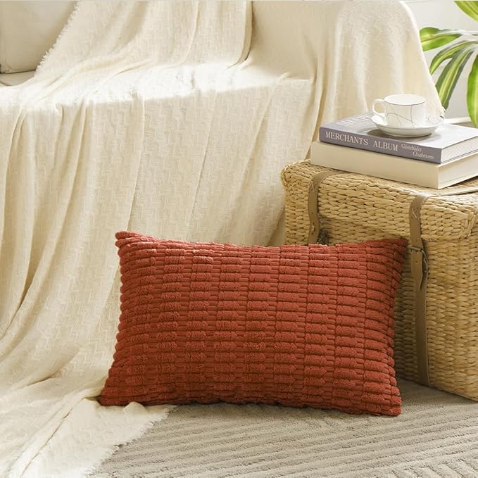 Fancy Homi 4 Packs Boho Burnt Orange Fall Decorative Throw Pillow Covers 12x24 - Image 2