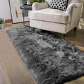 Latepis Dark Grey Faux Sheepskin Fur 2x8 Runner Rug by Latepis