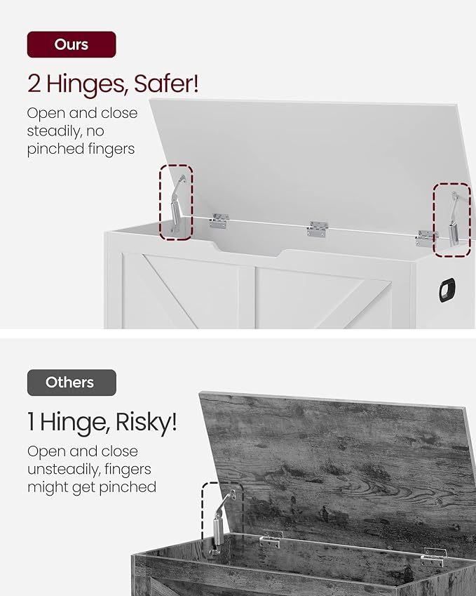 VASAGLE Storage Chest, Storage Trunk with 2 Safety Hinges, Storage Bench, Sho...