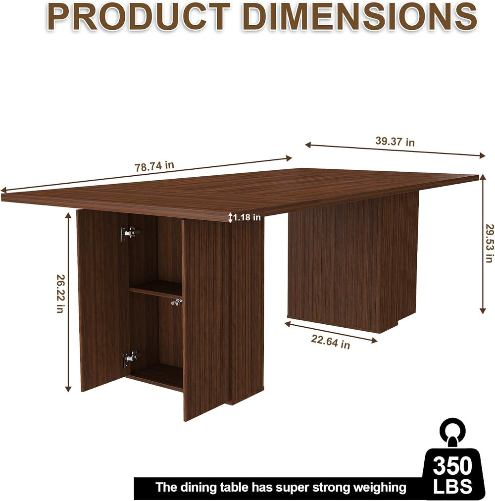 Rectangle Dining Table for 4-6, 78" Modern Dining Room Table with 2-Tier...