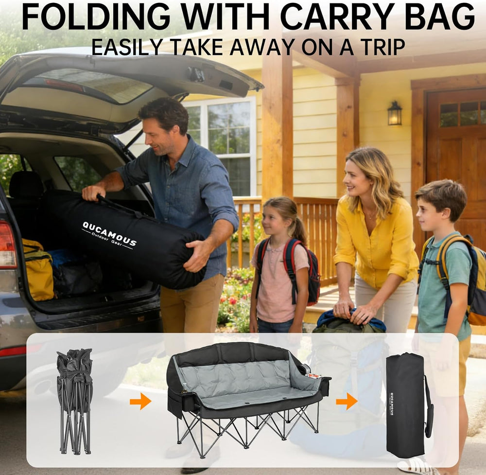 3 Person Camping Chair for Adults Folding Double Camping Chair Oversized Heav...