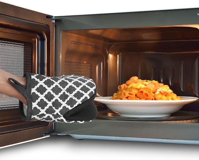 Short Oven Mitts, Heat Resistant 500°F, Silicone Grip Kitchen Gloves, Non-Slip - Image 7