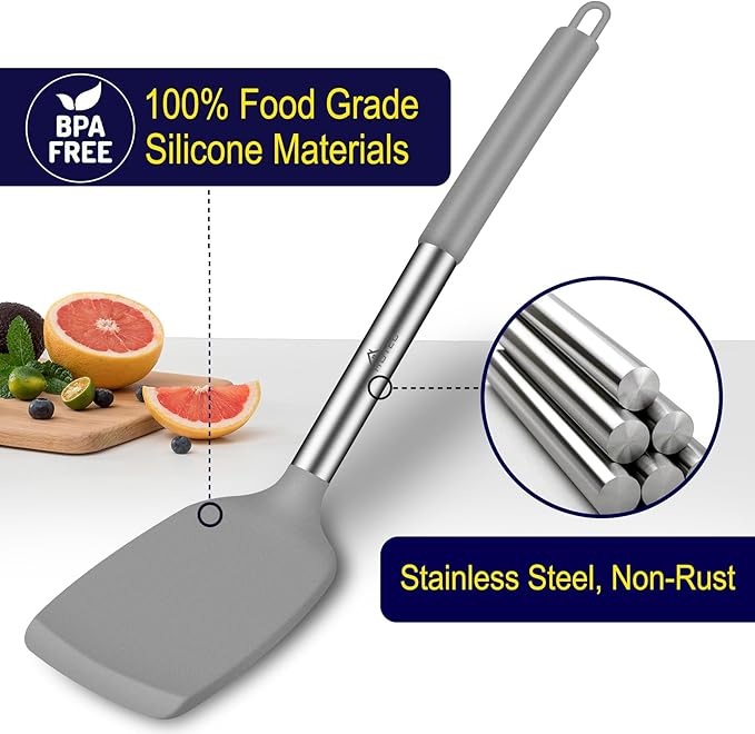 HOTEC Silicone Spatula Set of 2 Heat-Resistant 600°F & BPA-Free Kitchen - Image 2