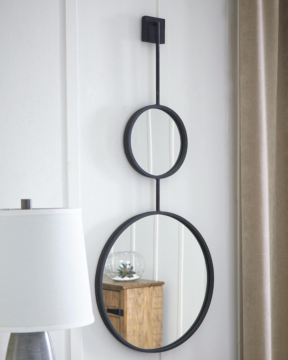 Signature Design by Ashley Large Stacked Round Accent Wall Mirror, Black