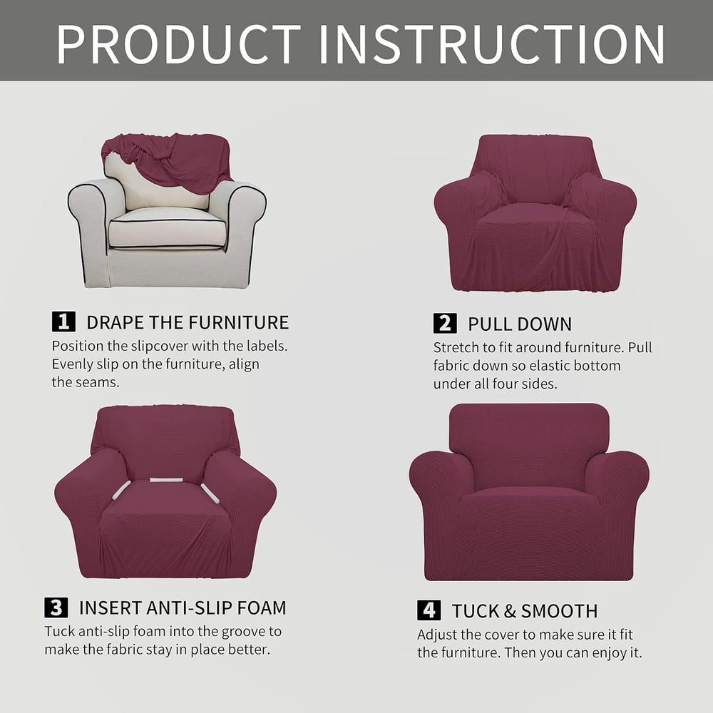 Easy-Going Stretch Oversized Chair Slipcover with Arm Washable ASH Rose