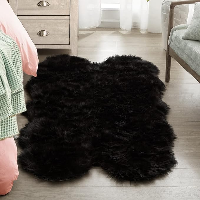 ORINOVA Black Shag Faux Fur 4x6 Area Rugs - Image 5