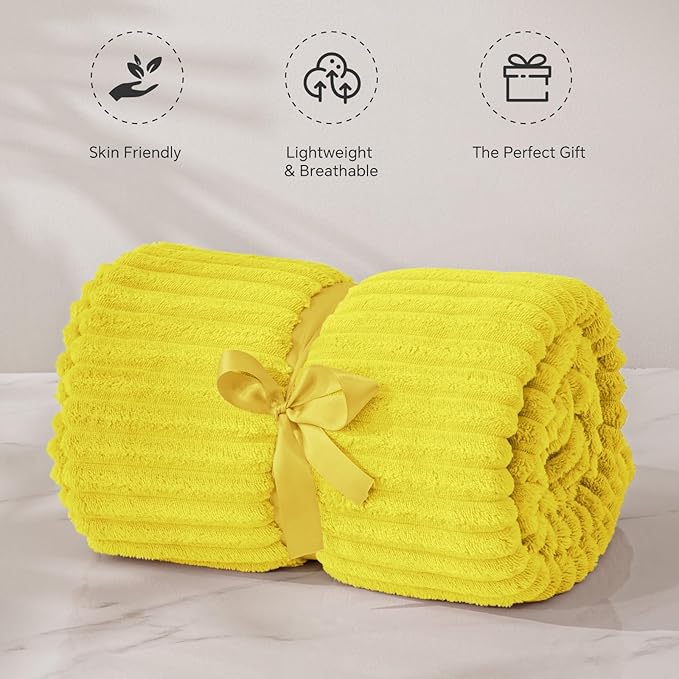 BEDELITE Fleece Blanket Twin Size – 3D Ribbed Jacquard Soft and Warm Decorative - Image 5