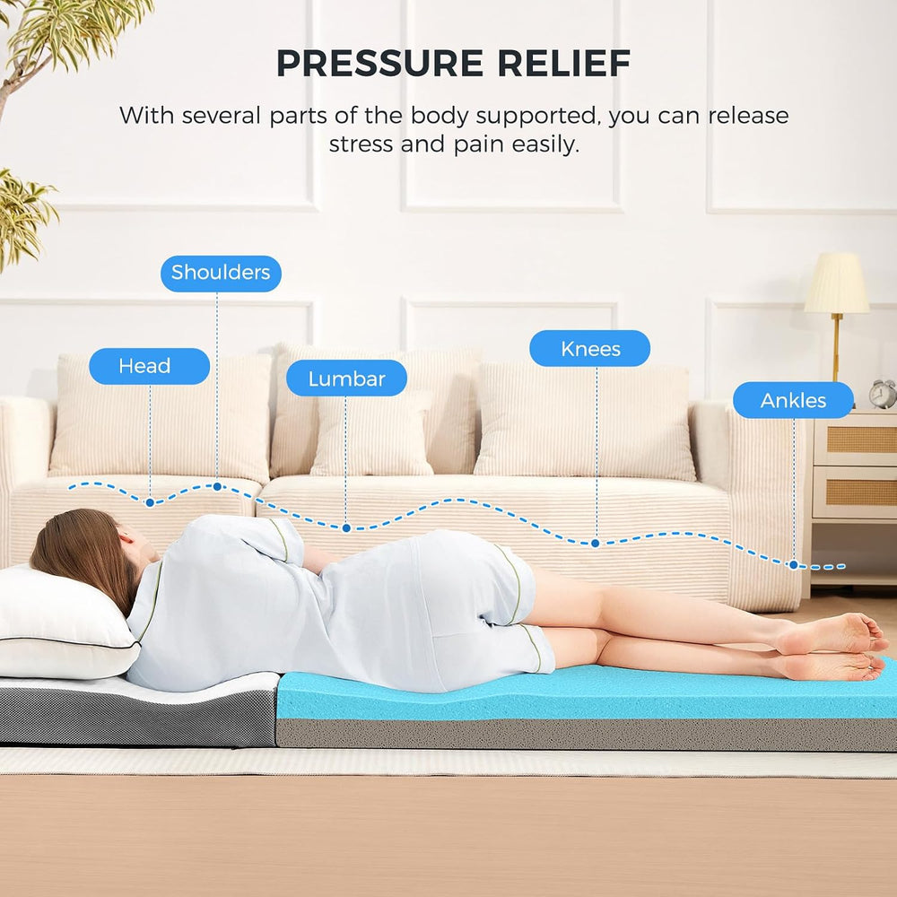 MASVIS Trifold Mattress, 3 Inch Memory Foam Foldable Mattress with Washable C...