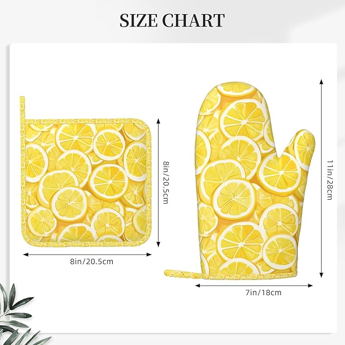 Oven Mitts and Pot Holders Lemon Watercolor Yellow Silicone Kitchen Accessories - Image 3