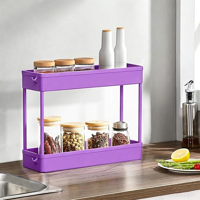SPACELEAD 2-piece Set Slim Storage Cart 3 Tier, Bathroom Organizer Rolling
